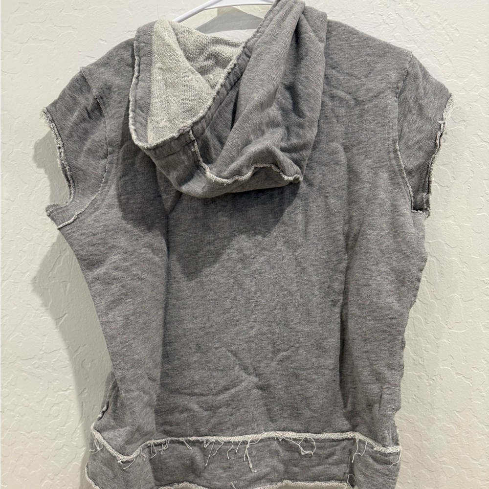 Ben Sherman Gray Short-Sleeve Zip Hoodie With Embroidered Detail View 4
